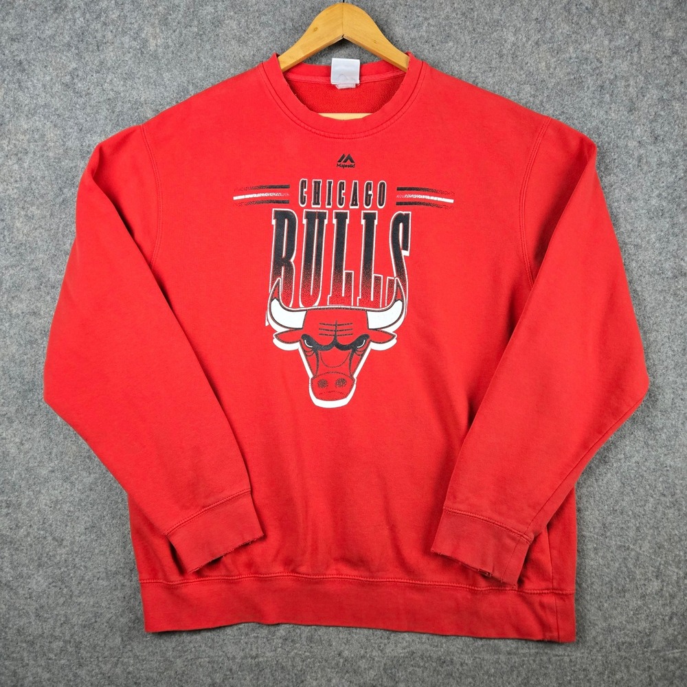 Majestic Chicago Bulls‎ Sweatshirt Mens XL Red NBA Basketball Graphic Pullover